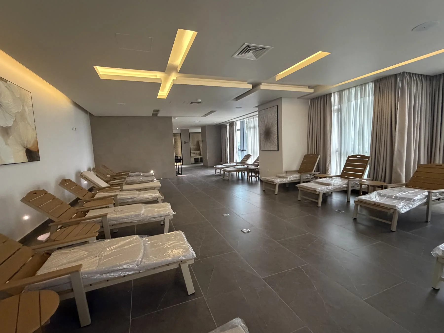 Merkama's serenity lounge with daylight and warm timber