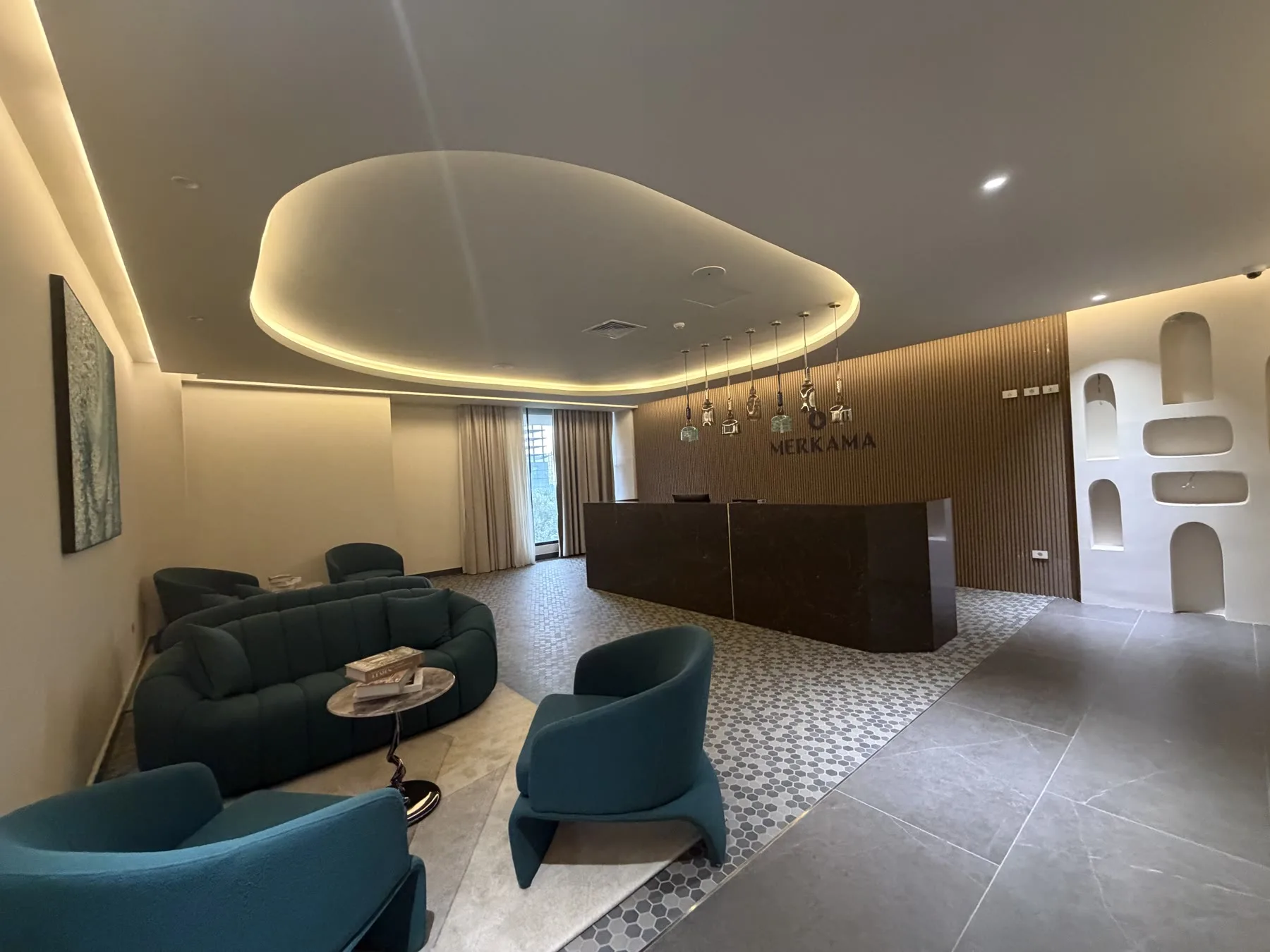 Merkama's warm lounge and café setting